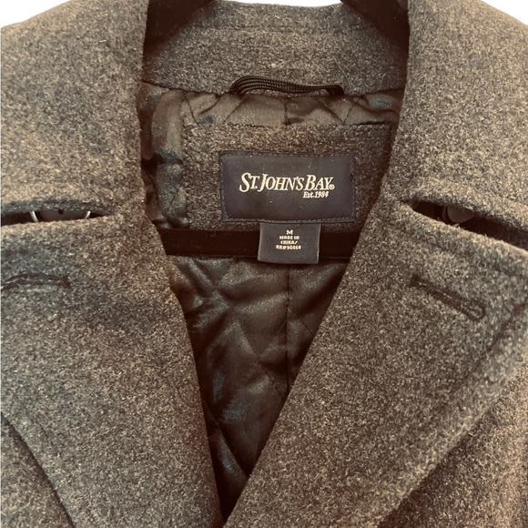 ST. JOHN'S BAY Wool Jacket Pea Coat Overcoat Mens Size M Color Dark Gray - Picture 3 of 9